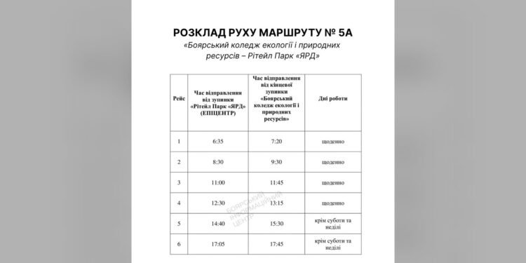 У Боярці з 6 жовтня змінюють міський автобусний маршрут